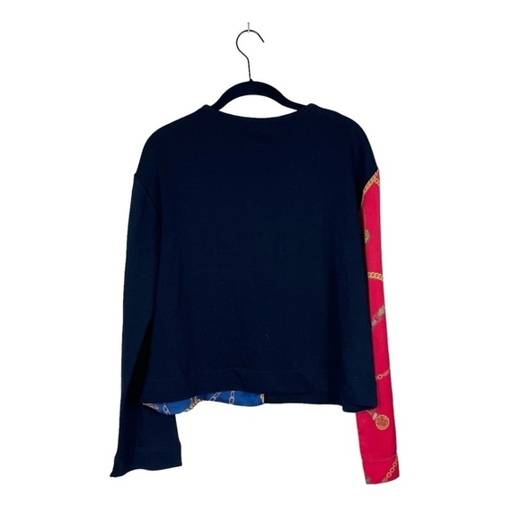 Zara Womens Black Red Colorblock Contrasting Chain Print Terry Pullover Size S - Picture 4 of 7